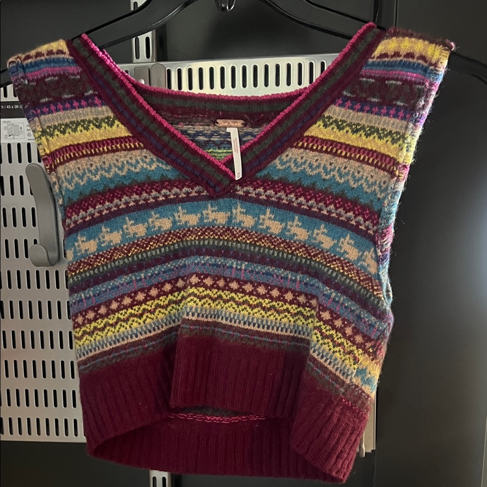 Colorful Knit V-Neck Sweater Vest